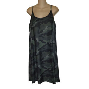 Old Navy Camouflage Dress Sz XL TALL Powersoft OLIVE GREEN Built-in Bra Stretchy